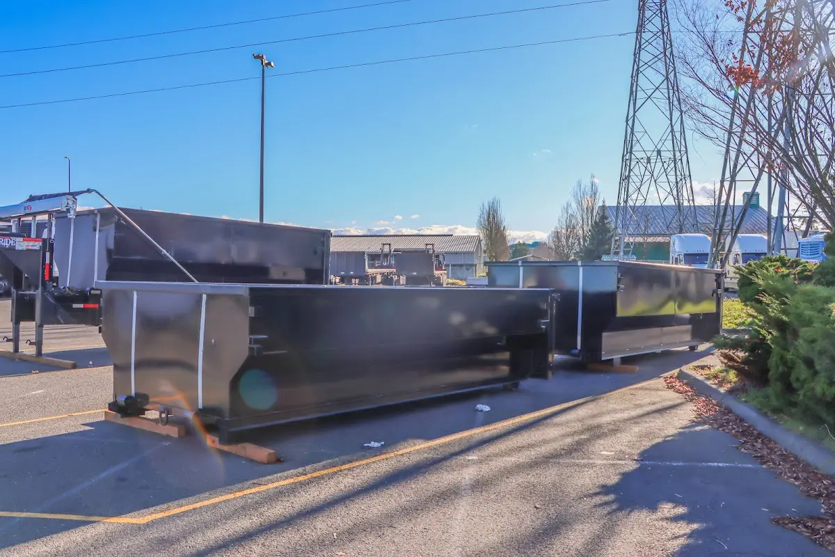 Roll-off dumpster ready for waste disposal at job site for 6 Yard Dumpster Rental in Barton